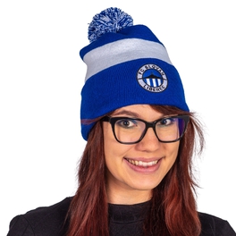 Winter Hat with club emblem and pompoms (blue and white)